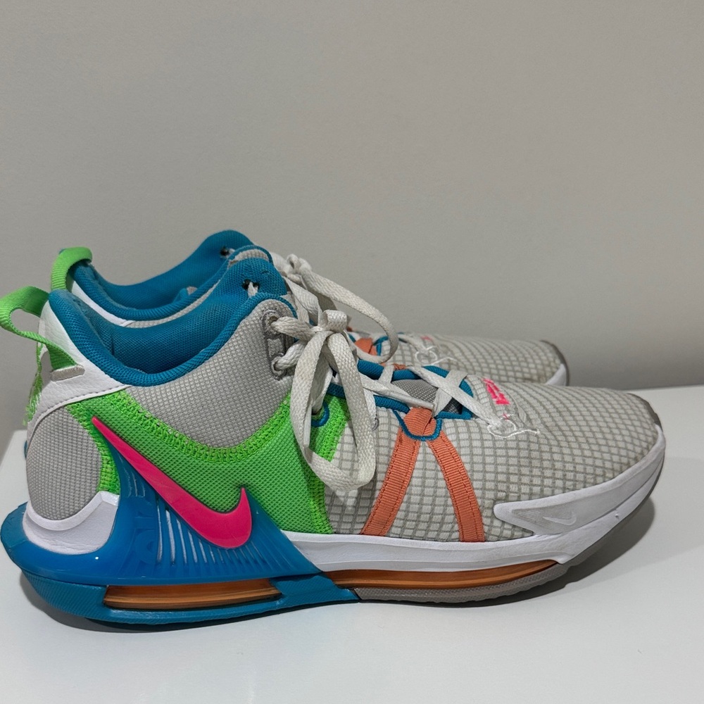 Nike Kids White, Green, and Blue Sneakers